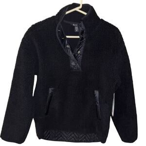Athleta women’s black Cozy Sherpa Snap Sweatshirt NWT (size XS)